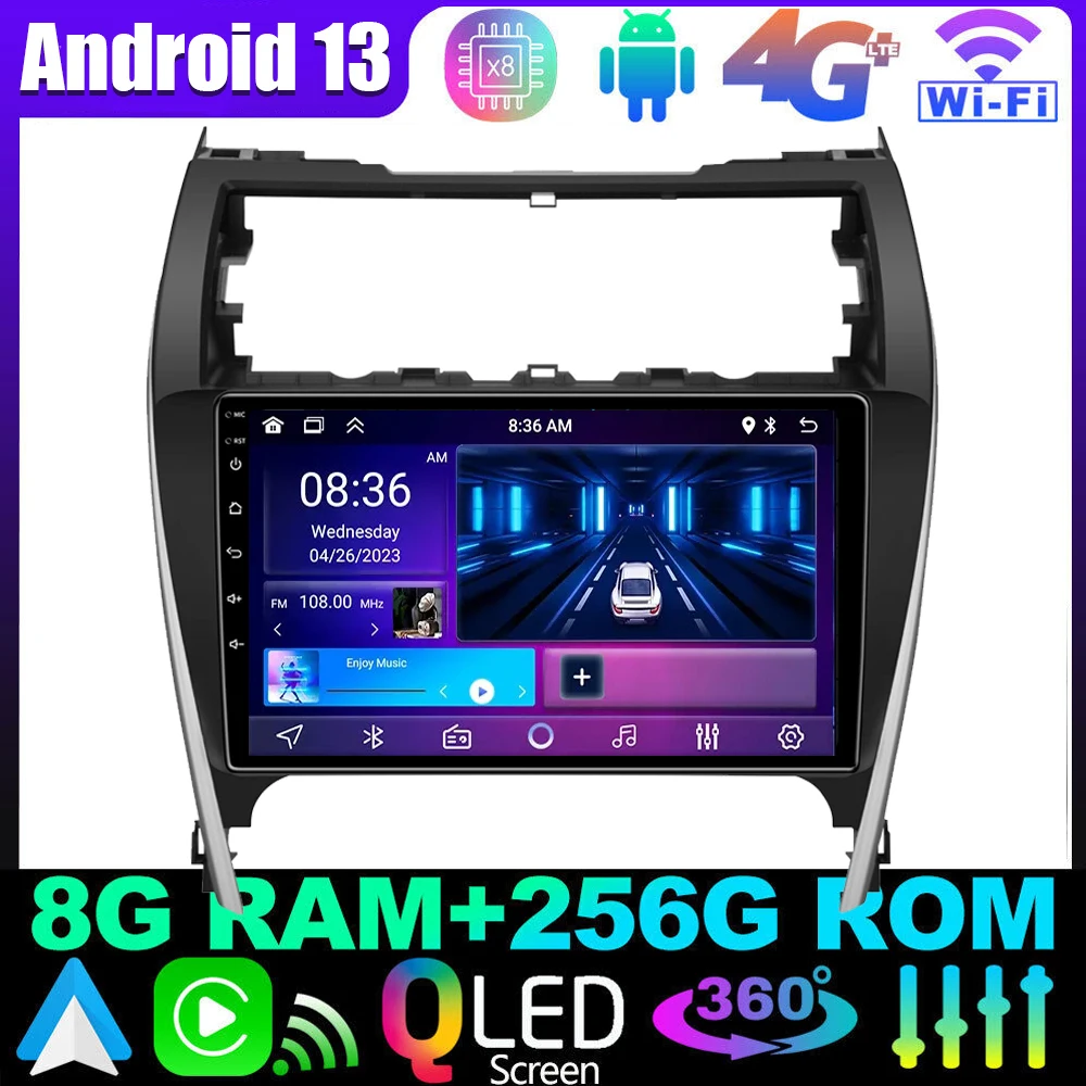 

4G+64GB Car Radio Multimedia Player Navigation GPS Android 13 For Toyota Camry 7 XV 50 55 2012 2013 2014 Carplay WIFI BT DSP