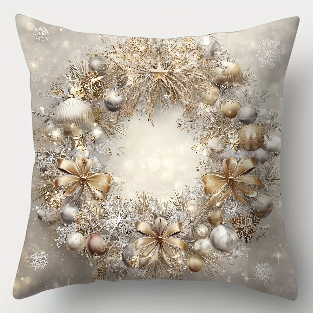4pcs Christmas Pillow Covers – Featuring Bells Ornaments and Candle Prints Perfect for Living Room Sofa and Office Decor