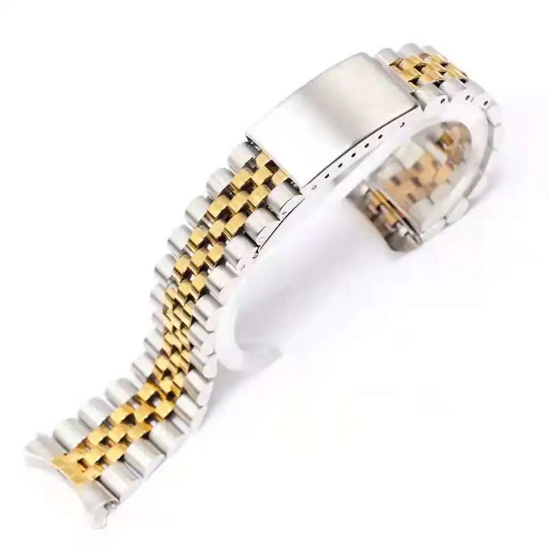 

19 20 22mm Two tone Hollow Curved End Solid Screw Links Replacement Watch Band Old Style VINTAGE Jubilee Bracelet For Datejust