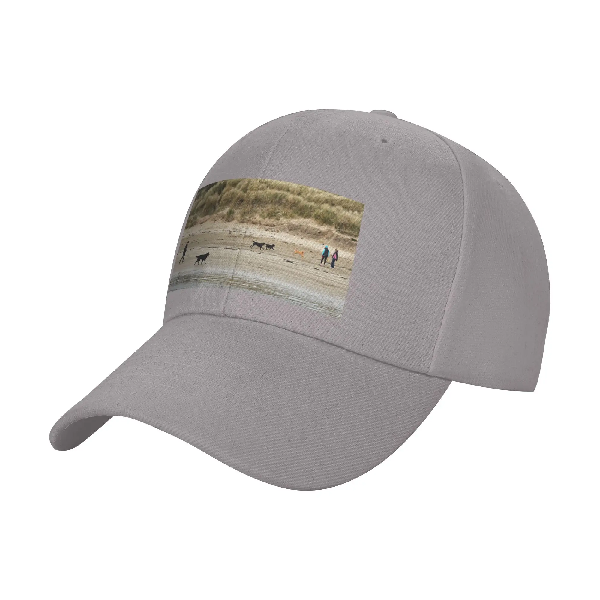 Four Dogs  Dog walkers on the beach - Beadnell  Northumberland  UK Trendy Baseball Cap Delivery Work Nylon Headwear