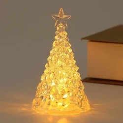 Crystal Christmas Tree Light Warm Colorful Battery Night Light Star Bedroom Christmas Table Decoration Candle Light Gift