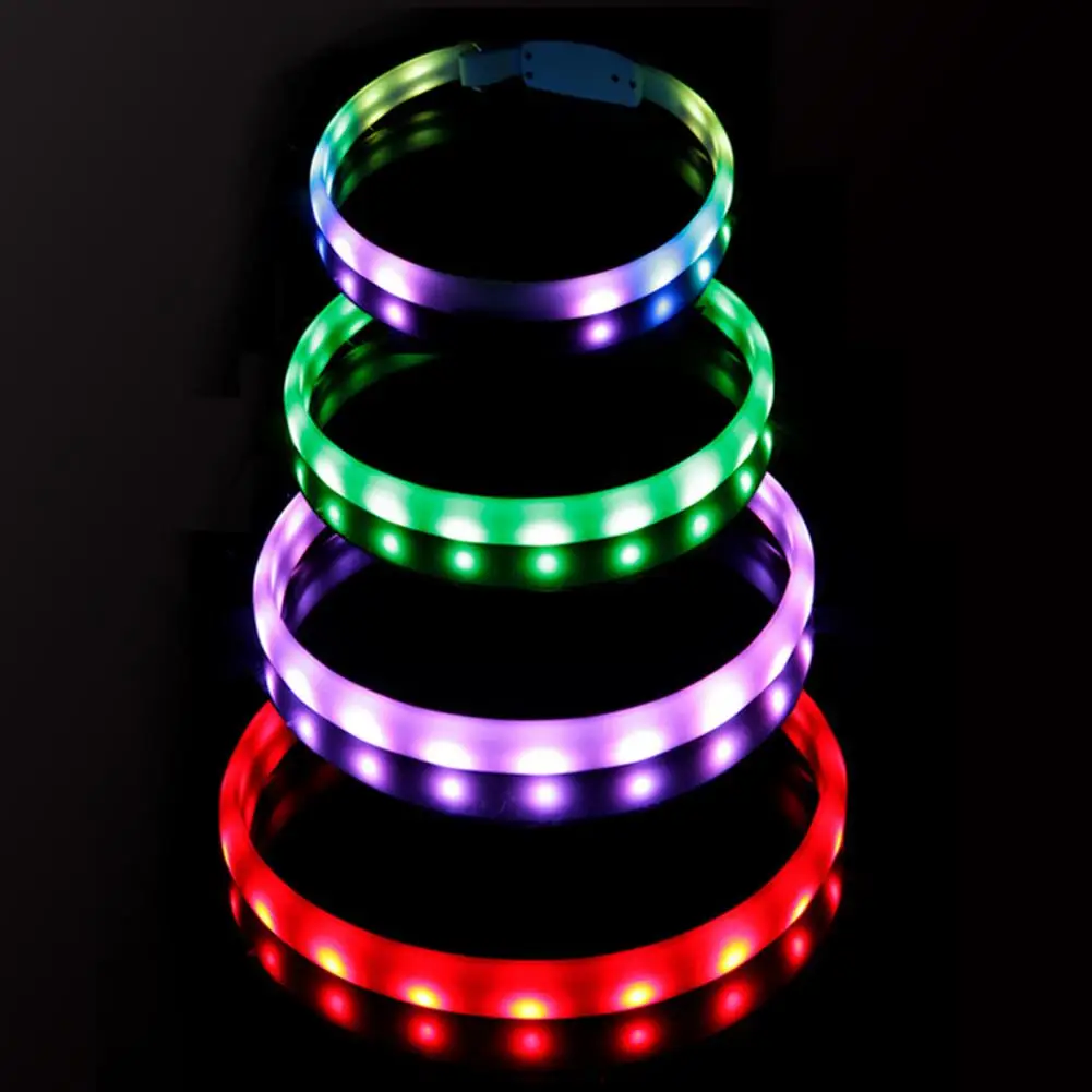 LED Pet Collar Adjustable Mult Flashing Modes Waterproof Glowing Rechargeable Lightweight Dog Collar