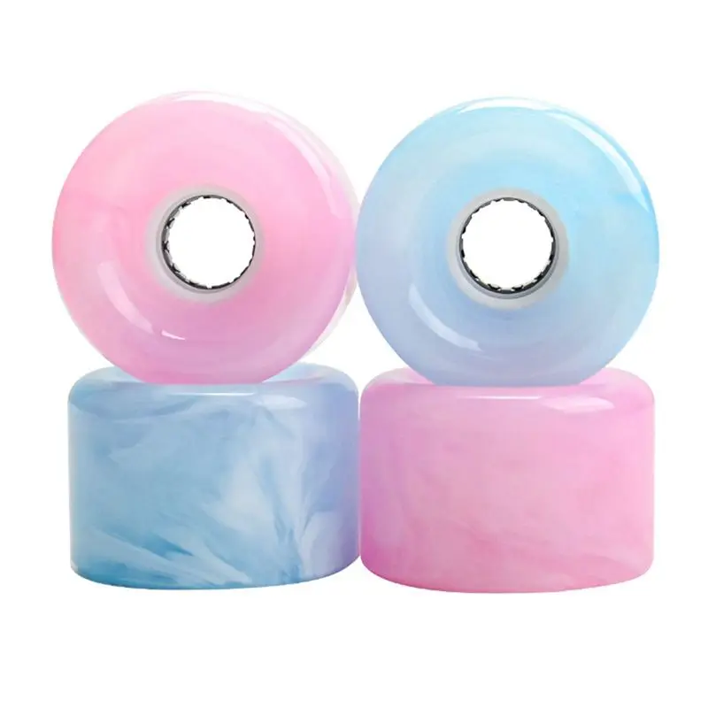 a65i]-4pcs-land-surfboard-wheelcolor-glitter-pu-wheels-for-skateboard-longboardhigh-elastic-surfboard-wheels-pink