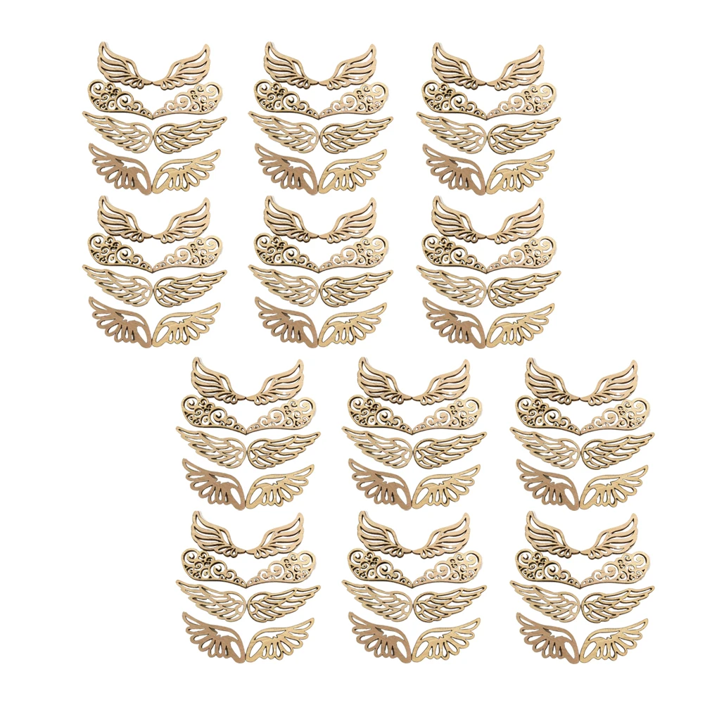 80pcs Wooden Angel Wings Bulk Angel Angel Wings Bulk Wooden Patches Adorable No Hole Wood Chips Tag Accessories for Angel Angel