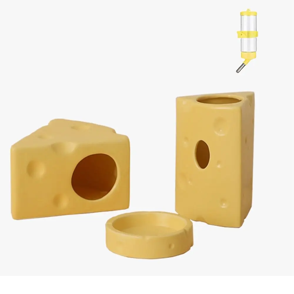 Durevole creativo criceto Hideout forma di formaggio ceramica capanna piatto di alimentazione decorativo mantenere il raffreddamento mangiatoia per criceti piccoli animali