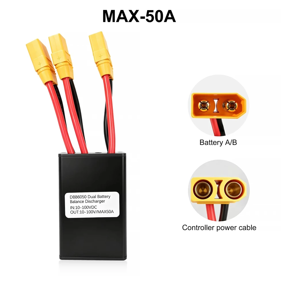 Ebike Dual Battery Balance Module XT90 Connection Adapter Dual Battery Discharge,Convertion Electric Bike 50A