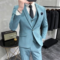 New Men's Suit Jacket Slim-fit three-piece single-breasted suit Business Casual Professional Formal Jacket Banquet suit jacket
