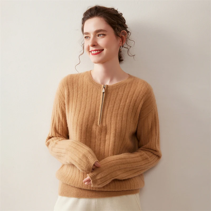 

2025 Autumn Winter Women's 100% Cashmere Minimalist Trendy Inner Wear Sweater Comfortable Soft Exquisite New Knitwear Clothing