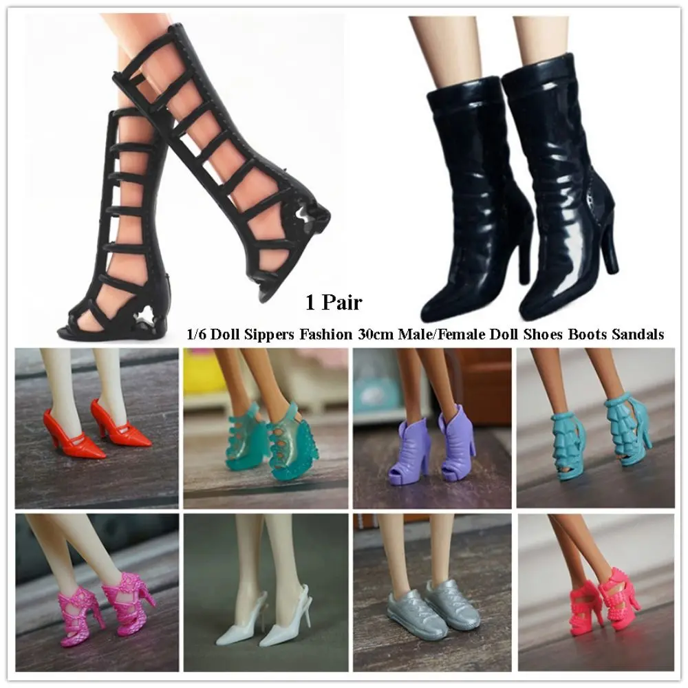 New Fashion 1/6 Sippers Shoes Plastic Multistyles Male/Female Boots Shoes Clothes Accessories Fit Foot Length 2cm Dolls
