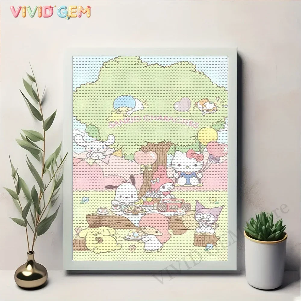 Full Square Diamond,No Frame1pc Frameless Diamond Painting Kit 5D Full Round Drill Diamond Mosaic With Group Of Cute Character
