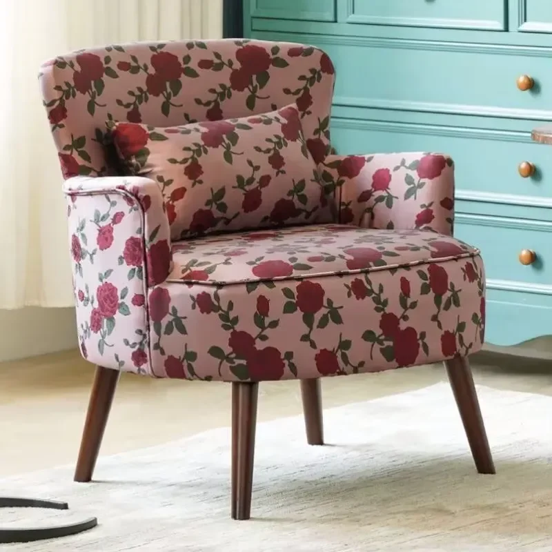 American Modern Single Sofa Chair Durable Wood Frame White Corduroy Upholstered Casual Furniture for Apartment Restaurant