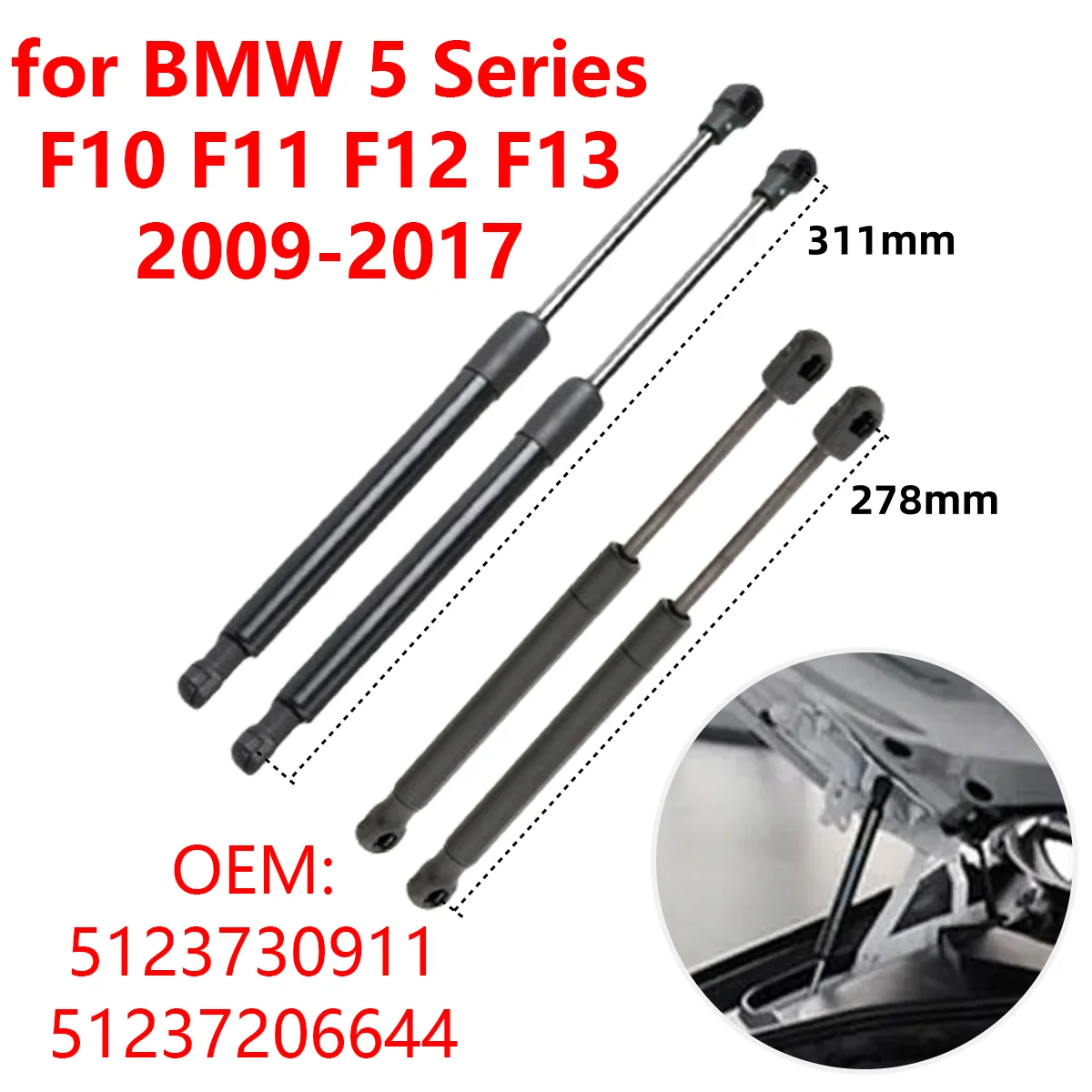 51237309119 Car Hood Lift Support Struts Gas Spring Damper 51237206644 for BMW 5 Series F10-F13 F06 M5 M6 2009-2017