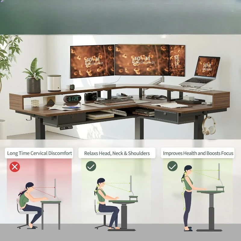 

Тройные двигатели поддерживает более 300 фунтов, доступны верхние и нижние полки для хранения L-образный стол, новый