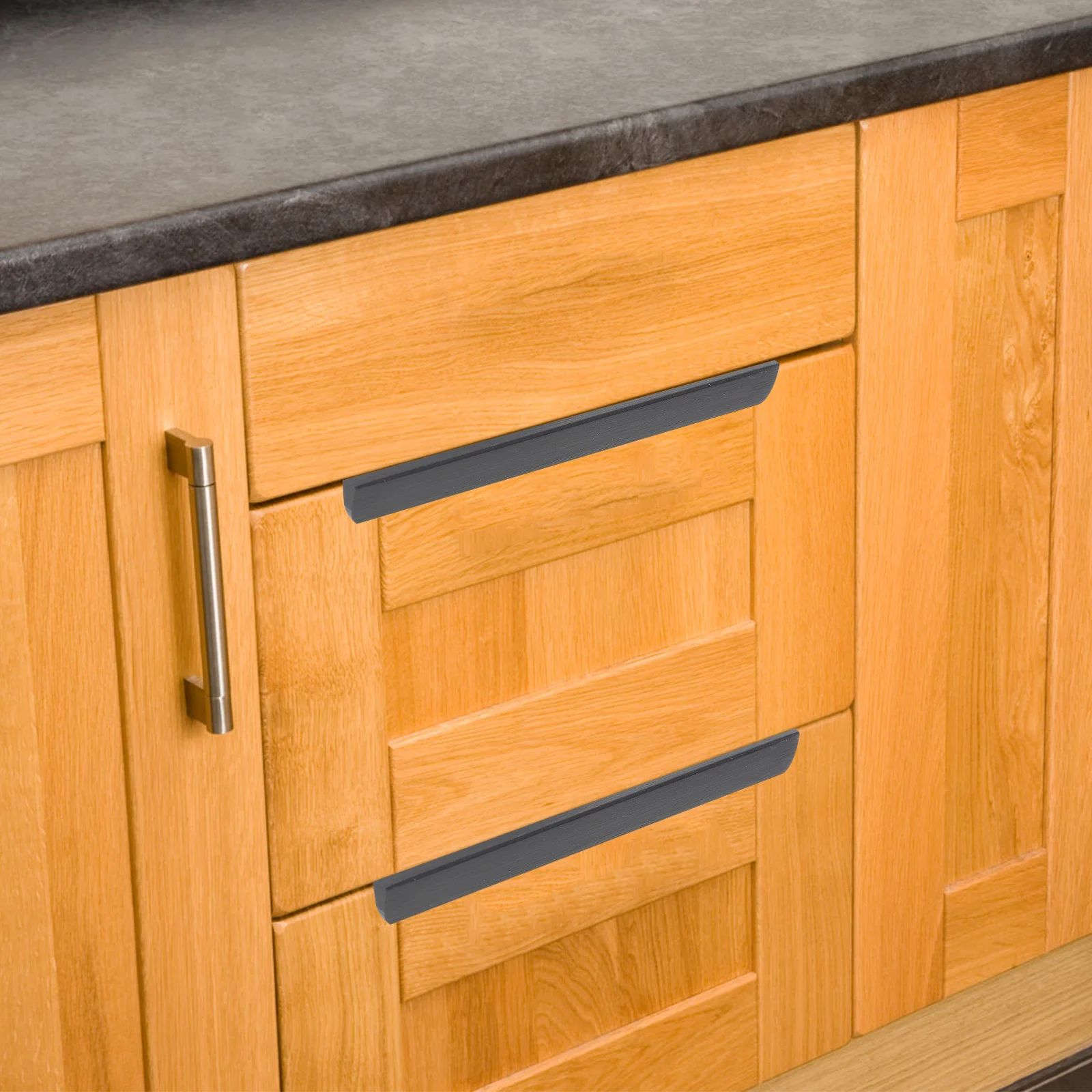 

4Pcs Aluminum Alloy Cabinet Pull Handle Black Invisible Finger Edges Punch Hidden Finger Pull for Furniture Drawer Door