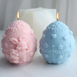 Carve Rabbit Egg Silicone Candle Mold 3D Cartoon Animal Soap Plaster Epoxy Make DIY Bunny Chocolate Ice Baking Tool Holiday Gift