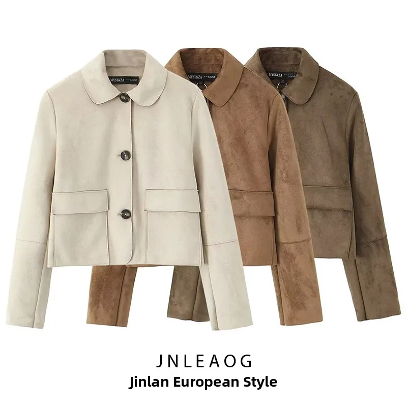 

Faionable ort Faux Suede Effect Jaet, женское осеннее новое теплое пальто из полиэстера с длинными светями на пуговицах