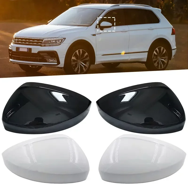 Car Rearview Side Wing Mirror Caps Cover For VW Tiguan Allspace L MK2 2017 2018 2019 2020 Replacement Black White Mirror Shell