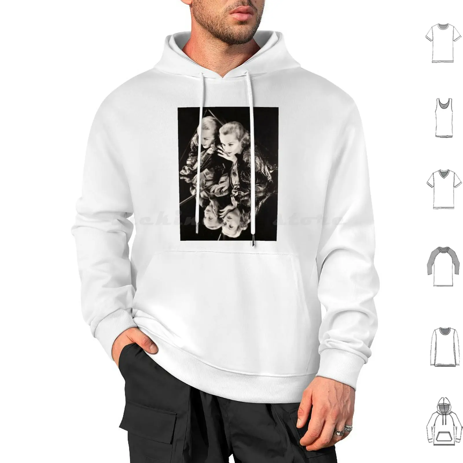 Carole Lombard's Reflections Sudadera con capucha de algodón de manga larga Carole Lombard Old Hollywood Classic Hollywood Glamour Movie Star Old