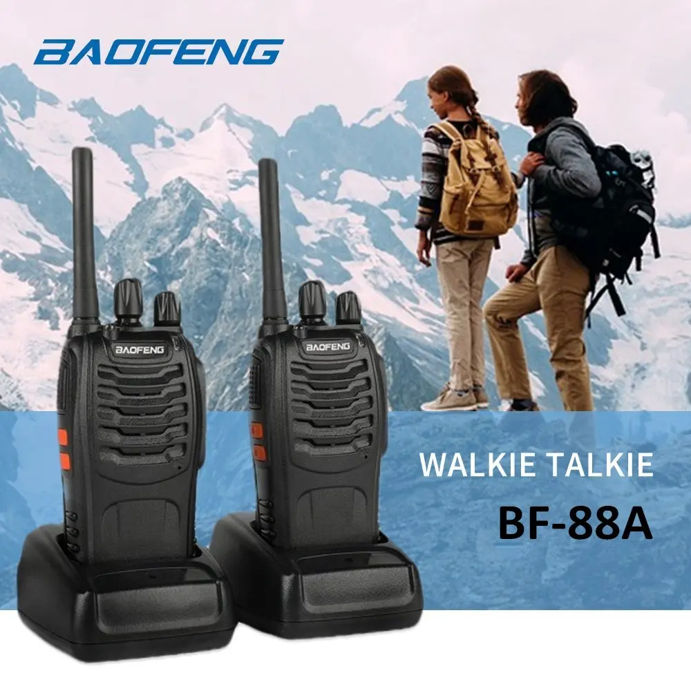 2pcs BF-88A Walkie Talkie With Earpiece (Upgrade Version BF-888S) FRS Rechargeable Two-Way Radio VOX With USB Charging LED