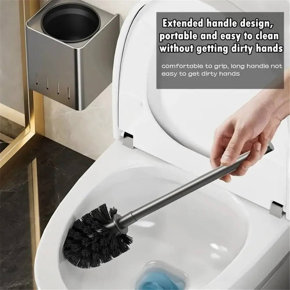 فرشاة المرحاض الفولاذ المقاوم للصدأ فرشاة المرحاض المستديرة مع دلو داخلي قابل للإزالة غطاء معدني مقاوم للرذاذ ل فندق مرحاض عربة سكن متنقلة #3