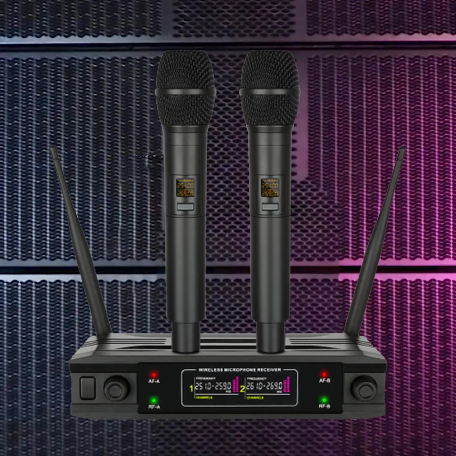 Microfono senza fili Sistema microfonico wireless con controllo del volume individuale a frequenza regolabile per la casa di karaoke di matrimoni in chiesa