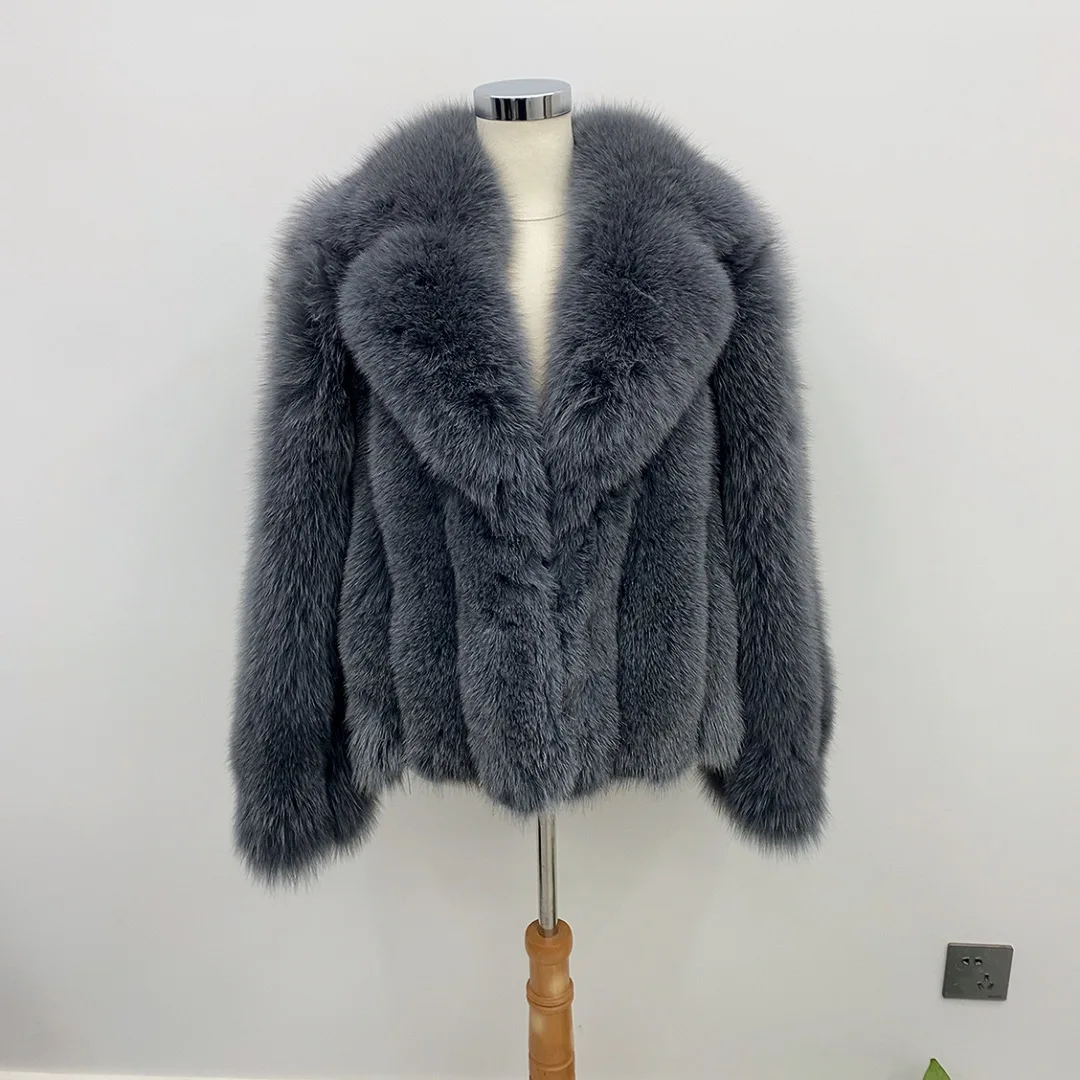 real fox fur coat winter women Suit collar