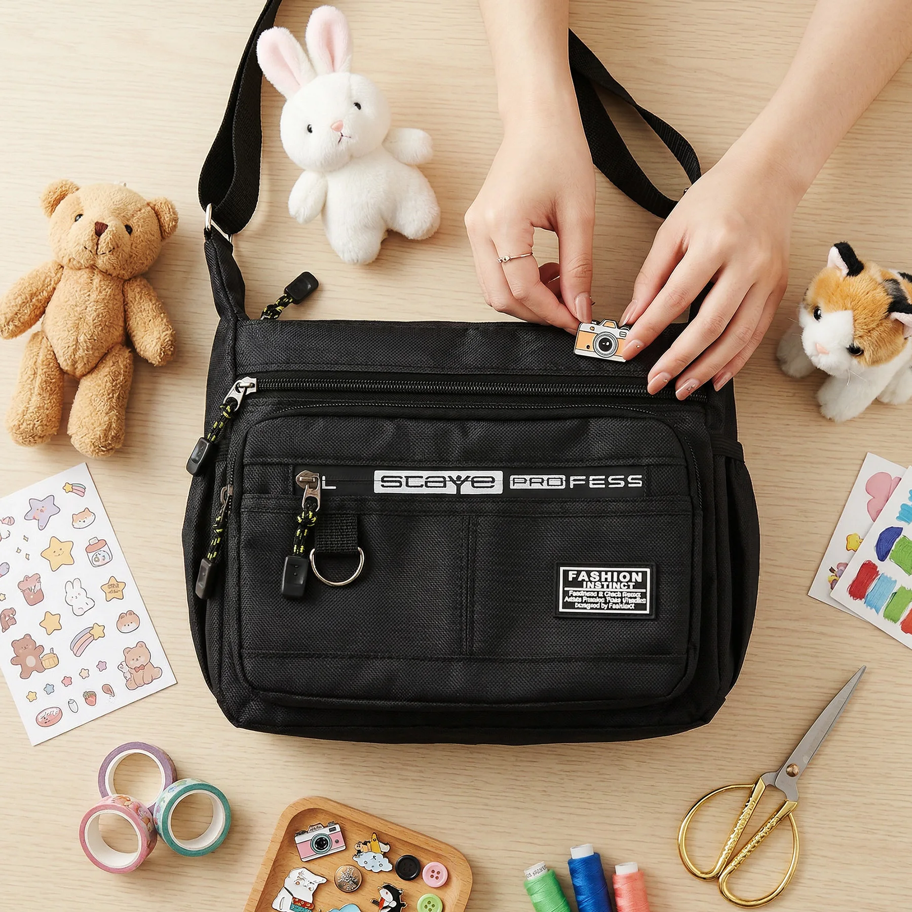 

Homefish Design Oxford Shoulder Bag Capacity Casual Multi-layer Pocket Fashion Single Shoulder Crossbody Luxury Messenger Bag