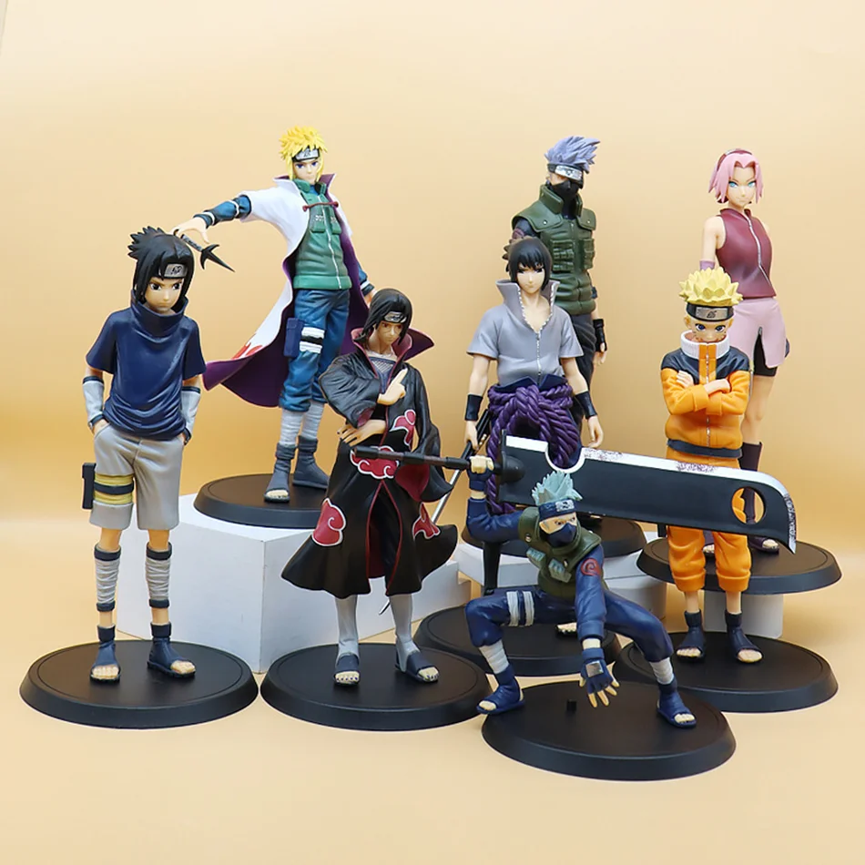 Figurine de dessin animé Bandai Naruto, 20cm, Shippuden Uchiha Sasuke Hatake Kakashi Namikaze Minato, Collection de figurines d'action, modèles de jouets cadeaux