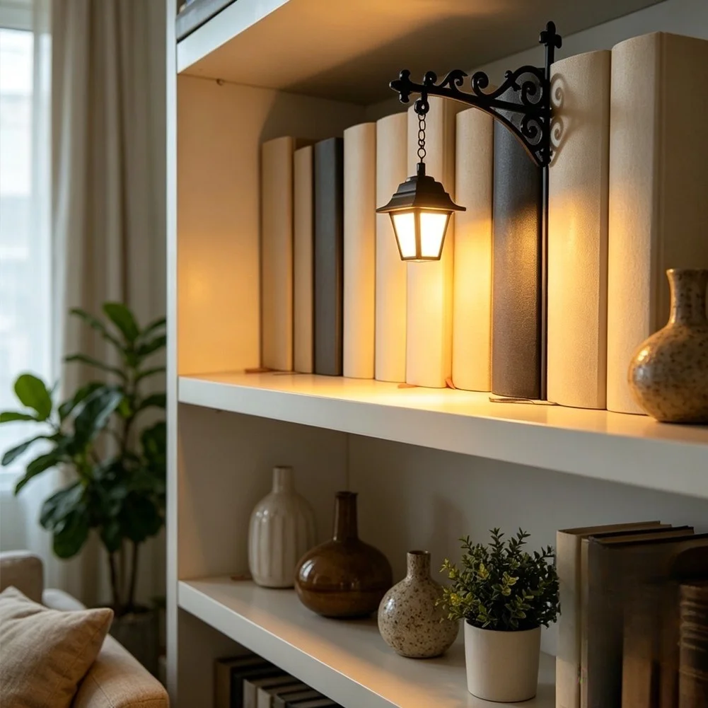 Cozy LED Light For Studying Bookend Antique Book Holder Library Lantern Sturdy Metal Construction Anti-slip Base