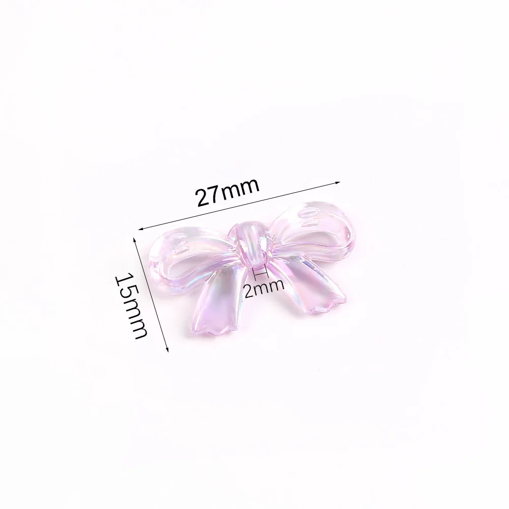 20pcs Acrylic Lovely AB Color Shiny Bowknot  Loose Beads Diy Phone Chain Headrope Jewelry Accessories
