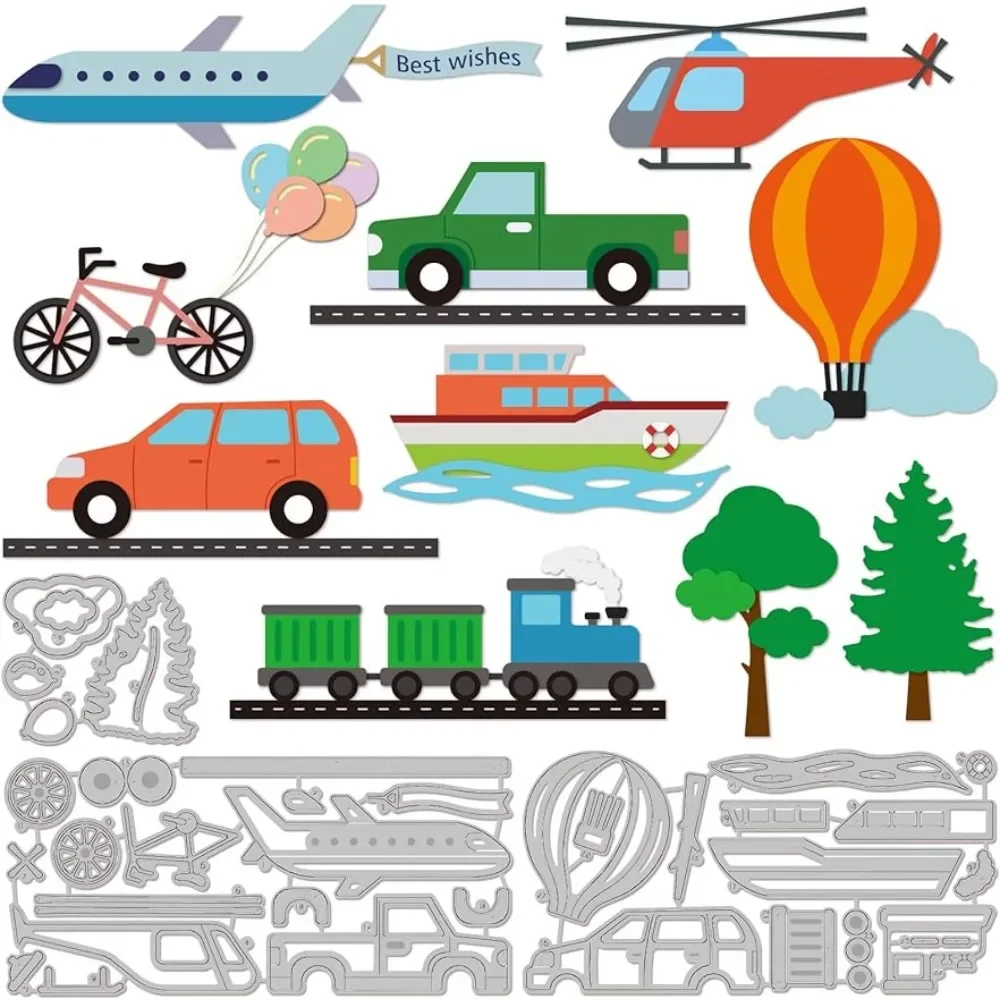 35Pcs Transportation Cutting Dies Metal Truck Car Helicopter Die Cuts Embossing Stencils Template for Paper Card Making Decor