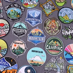 Nature Iron On Patches Wilderness Camping Embroidery Patches For Clothing Mountain Patches On Clothes Outdoor Applique DIY Badge