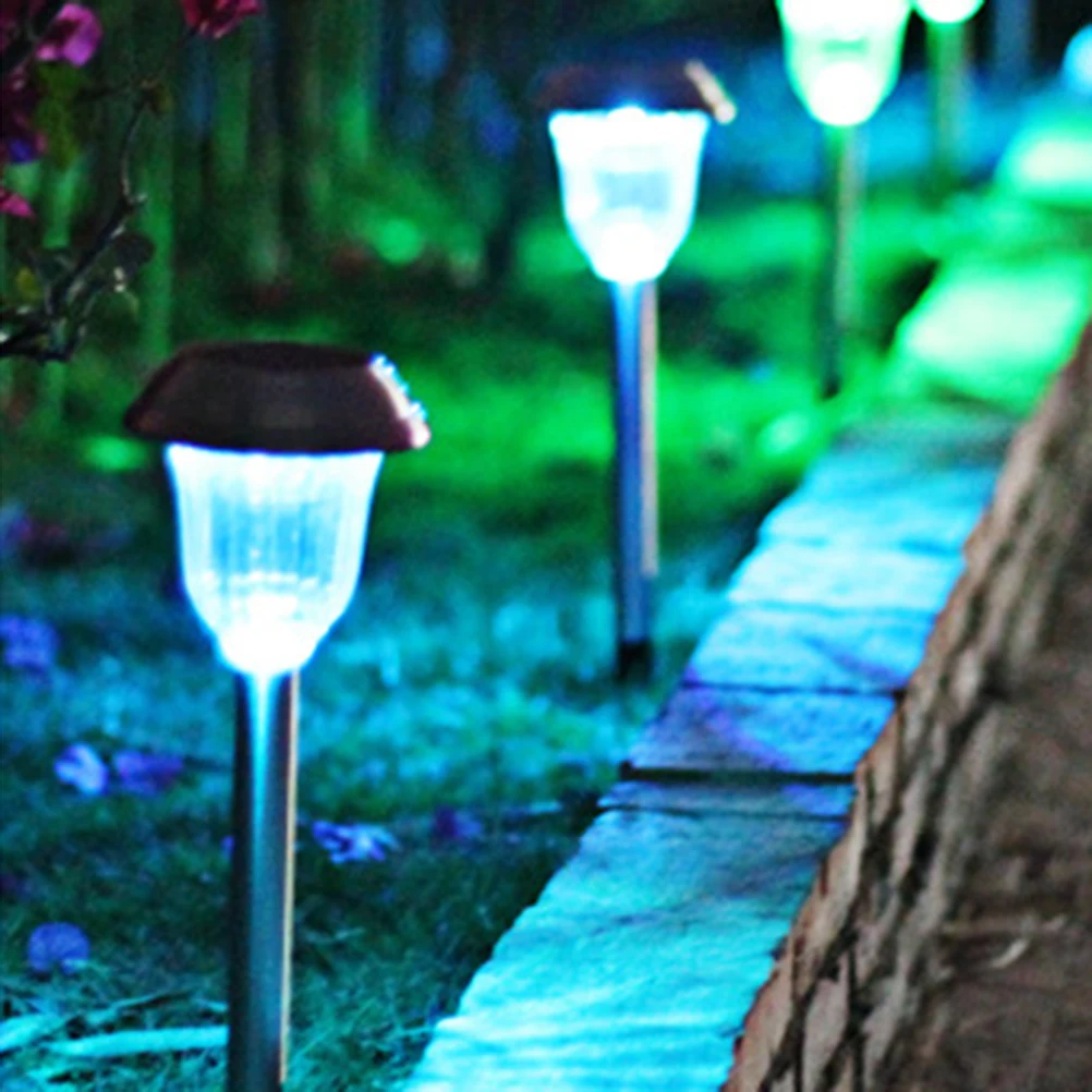 

2PCS Stainless Steel Solar Lawn Light Garden Yard Outdoor Waterproof Landscape Light Ground Plug Light