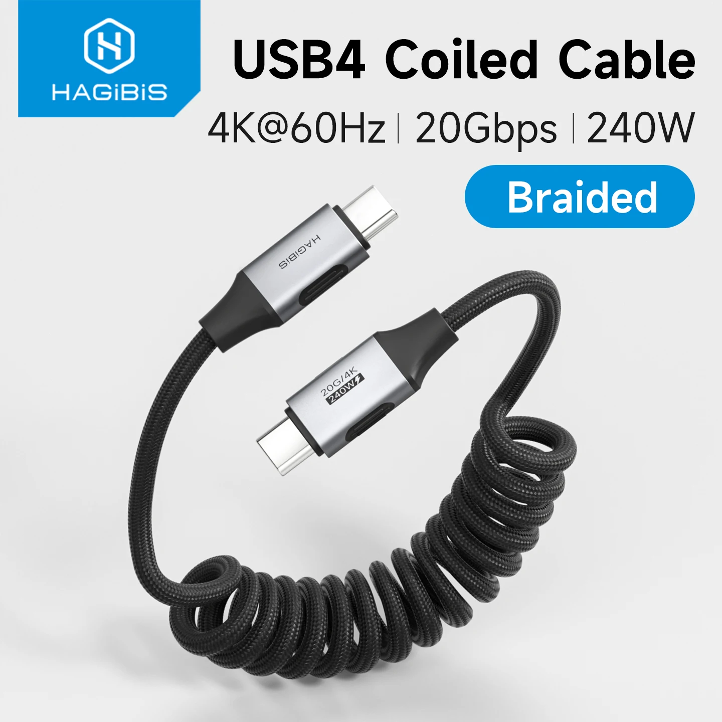 HAGiBiS コイル USB4ケーブル 20Gbps