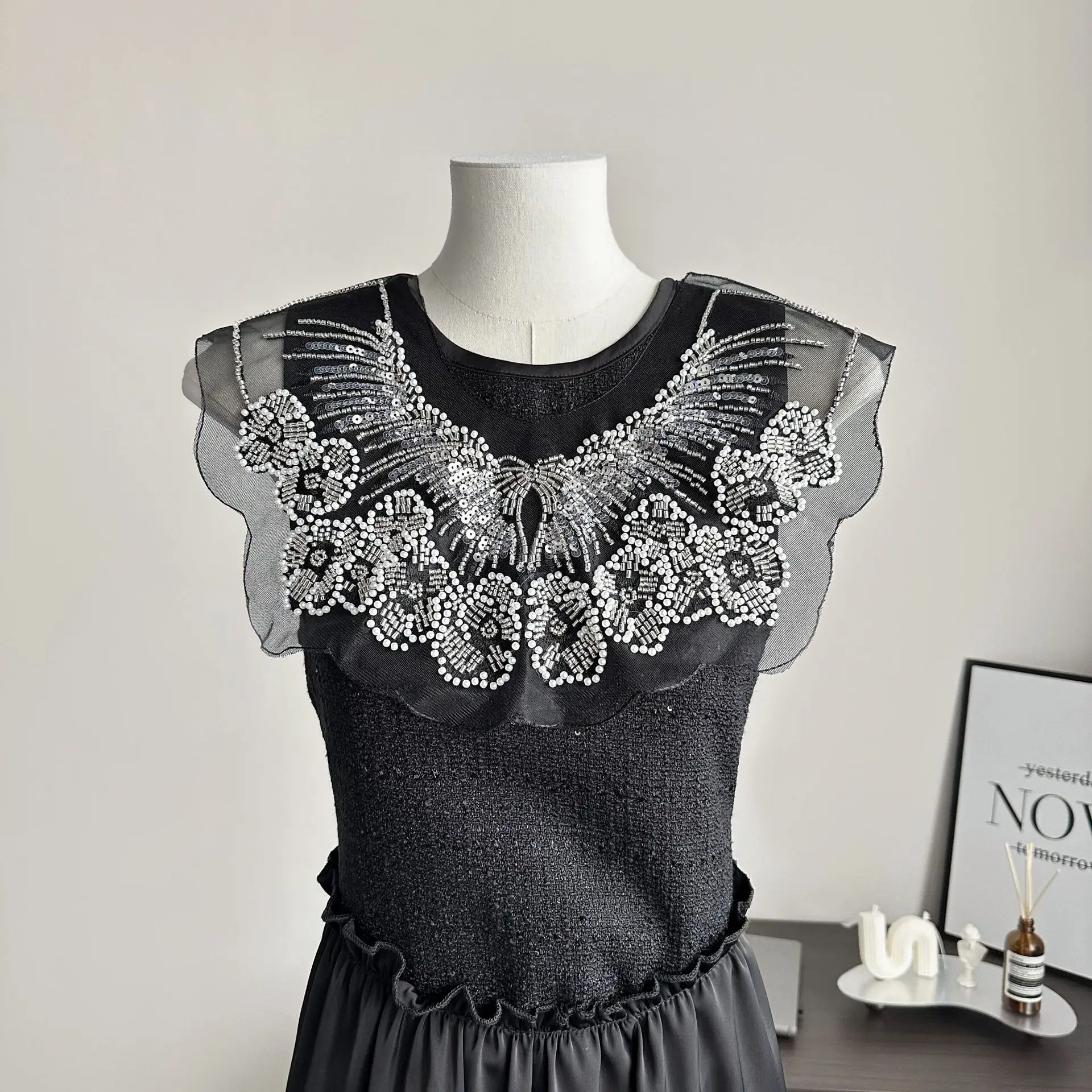 New Dingzhu Sequin Collar Flower Dress DIY Decorative DIY Accessories Brooch Accessories Clothing Front Collar