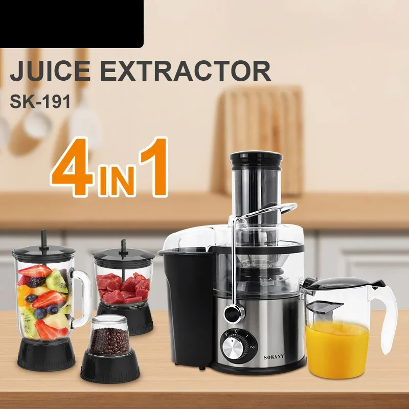 -Sokany For 4 IN 1 Wide Feeder Chute 2 Speeds Adjustment Multi-purpose Electric Juice Extractor