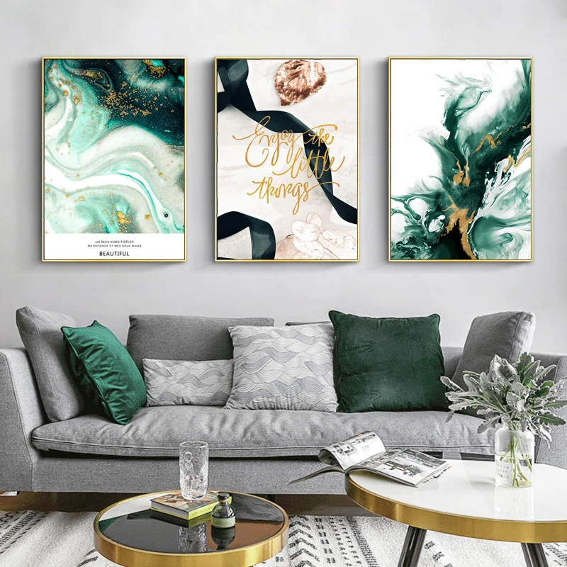 Abstract Fresh Green Canvas Painting Posters And Prints Nordic Geometry Wall Art Pictures For Living Room Modern Home Decor