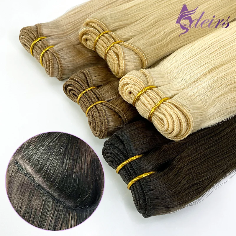 

ADEIRS Human Hair Wefts Extensions Remy Hair Double Weft Real Human Hair Natural Weaving Bundles Black Brown Blonde For Salon