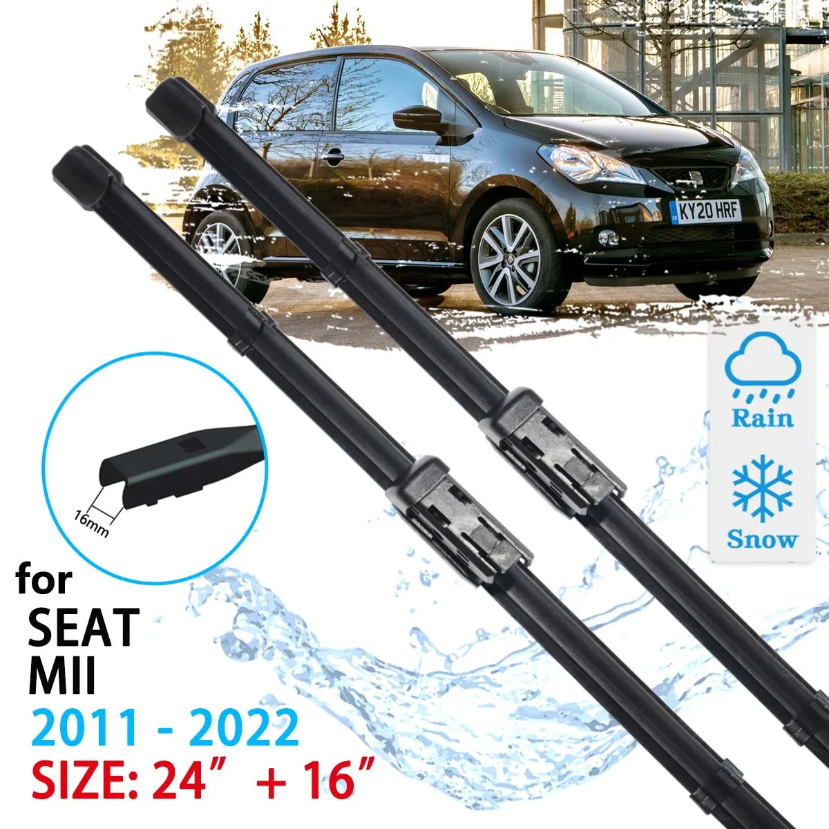 Car Front Wiper Blades For SEAT Mii VW UP Skoda Citigo 2011~2020 2021 2022 Windscreen Car Windshield Accessories Window Brushes