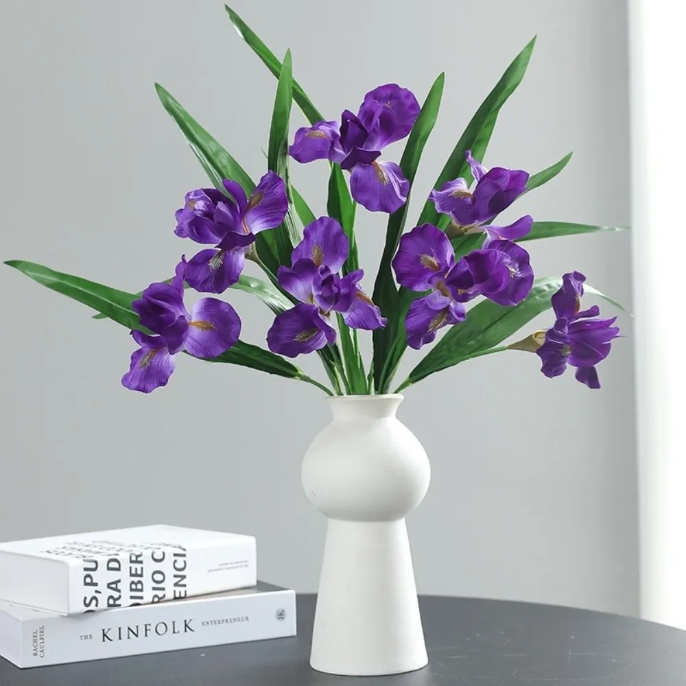 

3D Printing Artificial Iris Flower Branch Real Touch Handmade Faux Flower Realistic Simulation Fleur-de-lis Living Room