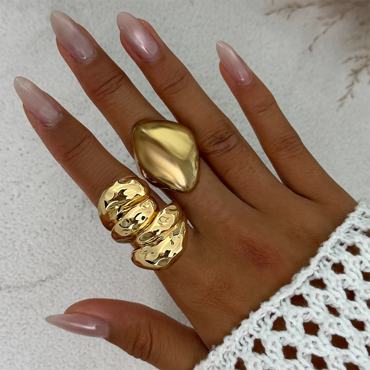DIEZI Exaggerated Personalized Geometric Metal Rings For Women Girls Men Fashion Gold Silver Color Knuckle Joint Ring Jewelry