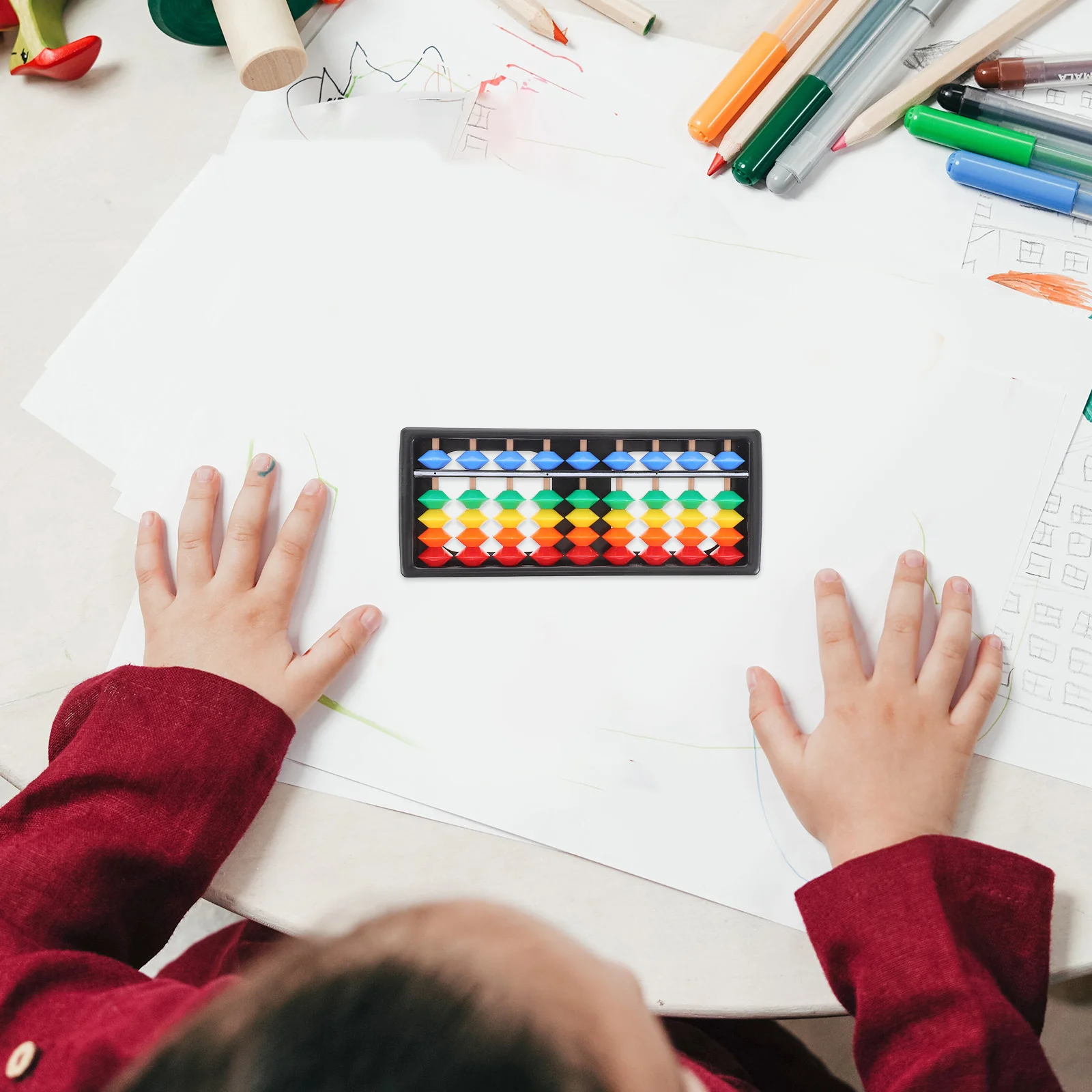 

9-Row Colorful Plastic 5 Beads Per Row Learning Tool For Kids Mental Arithmetic Practice Educational Counting Abacus For Adults