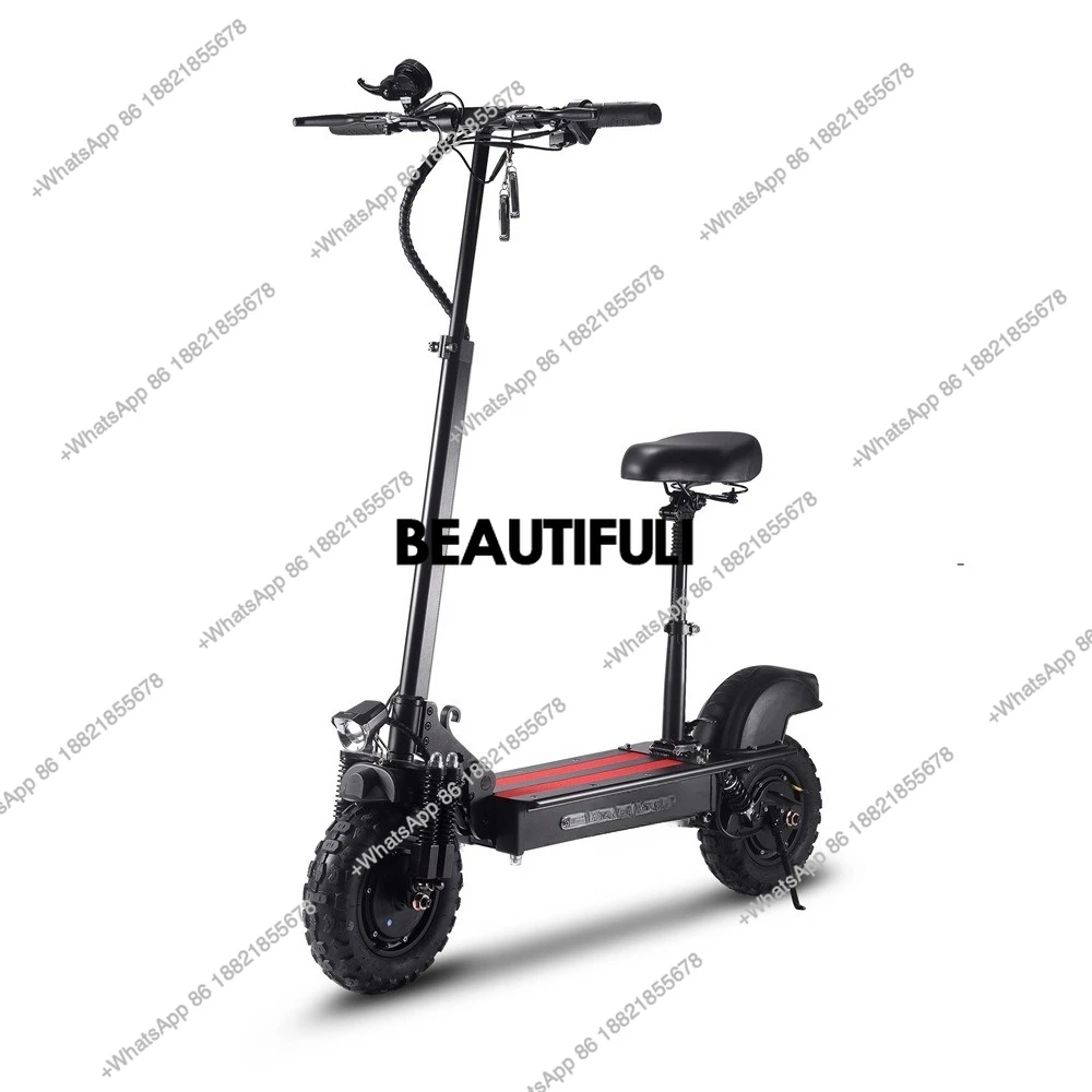 Integrated aluminum alloy driving folding electric lithium battery adult double drive car double motor