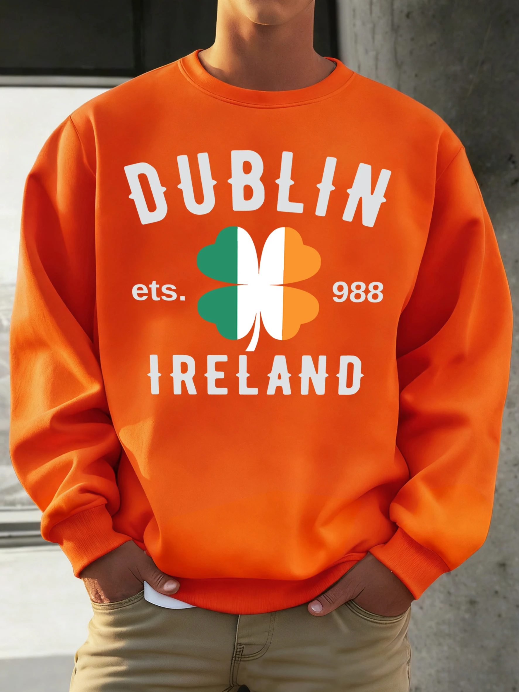 دبلن أيرلندا Ets. 988 يطبع البلوز الرجال الخريف البلوز محب علوي فضفاض Vintage كم طويل للجنسين س الرقبة الصوف الملابس #2