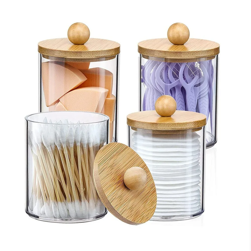 4Pack Multi-functional Organizer，Holder Dispenser, Bathroom Organizer for Swab, Round Pads, Dental Floss Sticks Holder