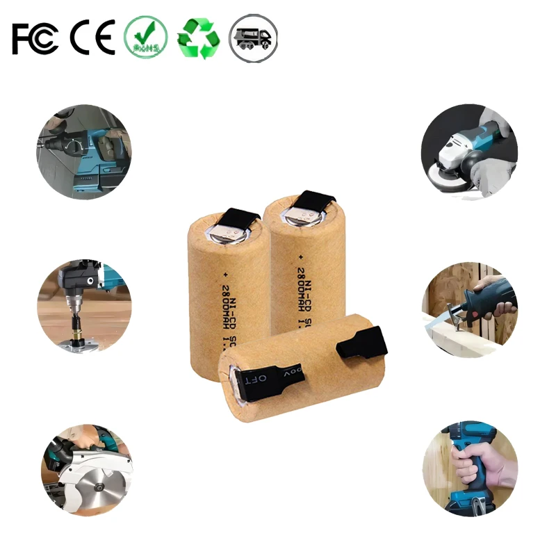 Battery replacement Ni-CD SC batteries 2800mAh high power 1.2V rechargeable battery for power tools electric drill screwdriver