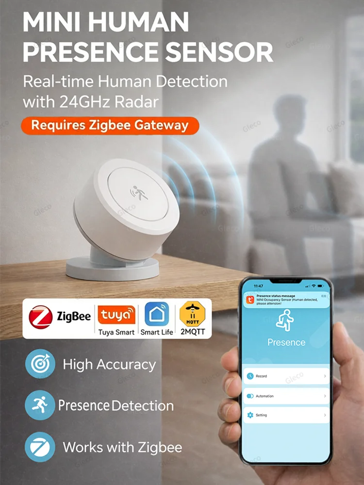 Zigbee 24G MmWave Anwesenheitssensor Radar-Detektor für Tuya Smart Home Smart Life Z2M PIR Bewegungssensor Temperatur Luftfeuchtigkeit