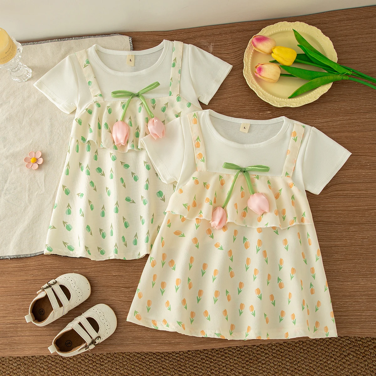 

Платье для маленьких девочек Sweet Tulip, новая летняя милая детская одежда с короткими рукавами (3-18 месяцев)