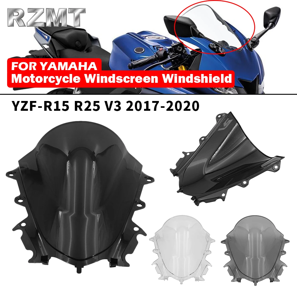 For Yamaha YZF-R15 R25 V3 2017-2020 2019 Windscreen Windshield Shielda Double Bubble Wind Deflector Motorcycle Accessories