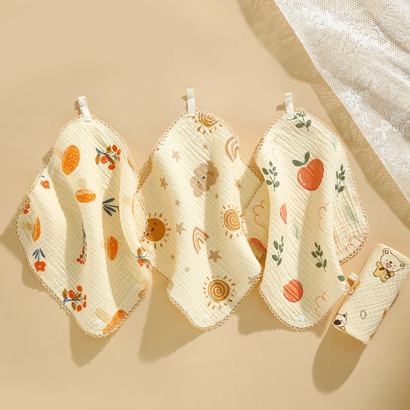 1pcs Pure Cotton Square Towel Newborn Baby Towel Dual-use Baby Bibs Children\'s Handkerchief Triangle Feeding